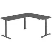Bümö Eckschreibtisch elektrisch höhenverstellbar L-Form - Nachbildung: Graphit, Gestell: Graphit, Größe: Eckschreibtisch 180 x 240 cm