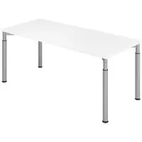 Bümö Schreibtisch Serie-Y - Nachbildung: Weiß, Gestell: Silber, Größe: 180 x 80 cm