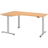 Bümö Schreibtisch elektrisch XDSM - Gestell: Silber, Nachbildung: Buche, Größe: Eckschreibtisch 200 x 120 cm