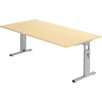 Bümö Schreibtisch Serie-O - Nachbildung Ahorn, Gestell: Silber, Größe: 200 x 100 cm