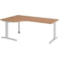 Bümö Schreibtisch Serie-XB - Gestell: Silber, Nachbildung: Nussbaum, Größe: Eckschreibtisch 200 x 120 cm