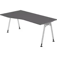 Bümö Schreibtisch Serie-A - Nachbildung: Graphit, Größe: 180 x 100 cm