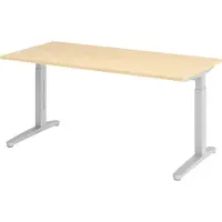 Bümö Schreibtisch Serie-XB - Nachbildung Ahorn, Gestell: Silber, Größe: 160 x 80 cm