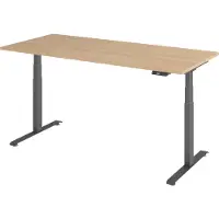 Bümö Schreibtisch elektrisch Lite - Gestell: Graphit, Größe: 180 x 80 cm, Nachbildung: Eiche