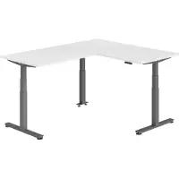 Bümö Eckschreibtisch elektrisch höhenverstellbar L-Form - Nachbildung: Weiß, Gestell: Graphit, Größe: Eckschreibtisch 160 x 200 cm
