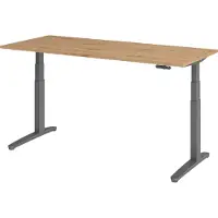 Bümö Schreibtisch elektrisch XBHM - Nachbildung: Asteiche, Gestell: Graphit, Größe: 180 x 80 cm