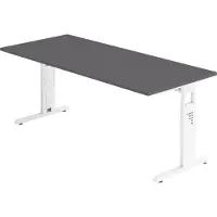 Bümö Schreibtisch Serie-O - Nachbildung: Graphit, Größe: 180 x 80 cm, Gestell: Weiß