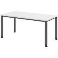 Bümö Schreibtisch Serie-H - Nachbildung: Weiß, Größe: 160 x 80 cm, Gestell: Graphit