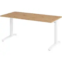 Bümö Schreibtisch Serie-XB - Größe: 160 x 80 cm, Nachbildung: Asteiche, Gestell: Weiß