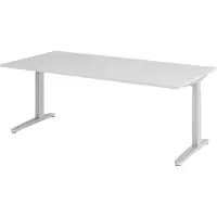 Bümö Schreibtisch Serie-XB - Gestell: Silber, Nachbildung: Grau, Größe: 200 x 100 cm