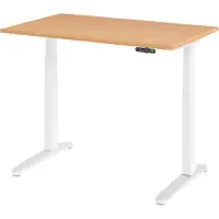 Bümö Schreibtisch elektrisch XBHM - Nachbildung: Buche, Größe: 120 x 80 cm, Gestell: Weiß/Alu poliert