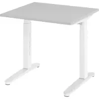 Bümö Schreibtisch Serie-XB - Größe: 80 x 80 cm, Nachbildung: Grau, Gestell: Weiß/Alu poliert