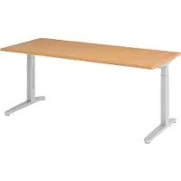 Bümö Schreibtisch Serie-XB - Gestell: Silber, Nachbildung: Buche, Größe: 180 x 80 cm