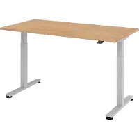 Bümö Schreibtisch elektrisch XMST - Gestell: Silber, Größe: 160 x 80 cm, Nachbildung: Eiche