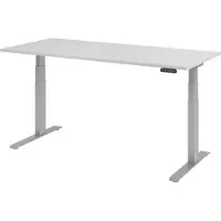 Bümö Schreibtisch elektrisch XDKB - Gestell: Silber, Nachbildung: Grau, Größe: 180 x 80 cm