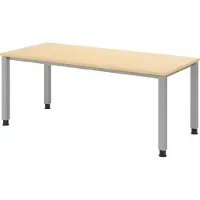 Bümö Schreibtisch Serie-Q - Nachbildung Ahorn, Gestell: Silber, Größe: 180 x 80 cm
