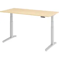 Bümö Schreibtisch elektrisch XBHM - Nachbildung Ahorn, Gestell: Silber, Größe: 160 x 80 cm