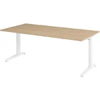 Bümö Schreibtisch Serie-XB - Größe: 200 x 100 cm, Gestell: Weiß, Nachbildung: Eiche