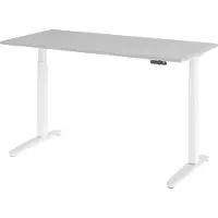 Bümö Schreibtisch elektrisch XBHM - Größe: 160 x 80 cm, Nachbildung: Grau, Gestell: Weiß/Alu poliert