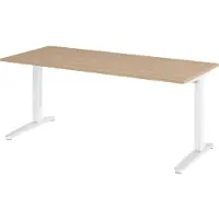 Bümö Schreibtisch Serie-XB - Größe: 180 x 80 cm, Nachbildung: Eiche, Gestell: Weiß/Alu poliert