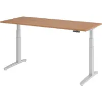 Bümö Schreibtisch elektrisch XBHM - Gestell: Silber, Nachbildung: Nussbaum, Größe: 180 x 80 cm