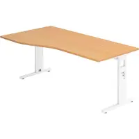 Bümö Schreibtisch Serie-O - Nachbildung: Buche, Größe: 180 x 100 cm, Gestell: Weiß