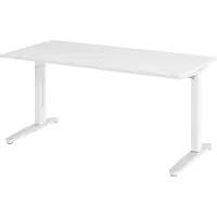 Bümö Schreibtisch Serie-XB - Nachbildung: Weiß, Größe: 160 x 80 cm, Gestell: Weiß/Alu poliert
