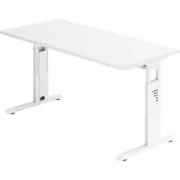Bümö Schreibtisch Serie-O (Mini) - Nachbildung: Weiß, Gestell: Weiß, Größe: 140 x 67,2 cm