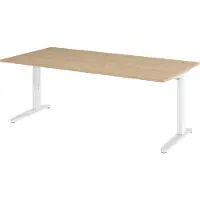 Bümö Schreibtisch Serie-XB - Größe: 200 x 100 cm, Nachbildung: Eiche, Gestell: Weiß/Alu poliert