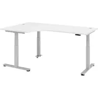 Bümö Schreibtisch elektrisch XDSM - Nachbildung: Weiß, Gestell: Silber, Größe: Eckschreibtisch 200 x 120 cm