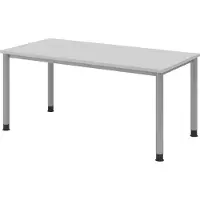 Bümö Schreibtisch Serie-H - Gestell: Silber, Größe: 160 x 80 cm, Nachbildung: Grau