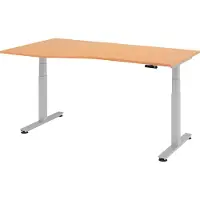 Bümö Schreibtisch elektrisch XDSM - Gestell: Silber, Nachbildung: Buche, Größe: 180 x 100 cm