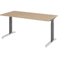 Bümö Schreibtisch Serie-XB - Größe: 160 x 80 cm, Nachbildung: Eiche, Gestell: Graphit/Alu poliert