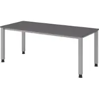 Bümö Schreibtisch Serie-Q - Gestell: Silber, Nachbildung: Graphit, Größe: 180 x 80 cm