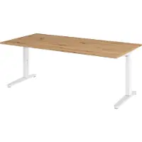 Bümö Schreibtisch Serie-XB - Nachbildung: Asteiche, Größe: 200 x 100 cm, Gestell: Weiß/Alu poliert