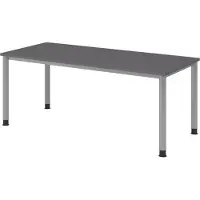Bümö Schreibtisch Serie-H - Gestell: Silber, Nachbildung: Graphit, Größe: 180 x 80 cm