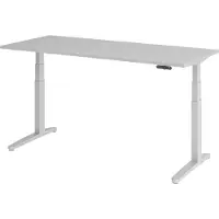 Bümö Schreibtisch elektrisch XBHM - Gestell: Silber, Nachbildung: Grau, Größe: 180 x 80 cm