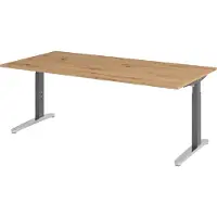 Bümö Schreibtisch Serie-XB - Nachbildung: Asteiche, Größe: 200 x 100 cm, Gestell: Graphit/Alu poliert