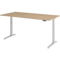Bümö Schreibtisch elektrisch XBHM - Gestell: Silber, Größe: 200 x 100 cm, Nachbildung: Eiche