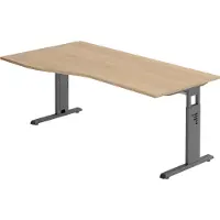Bümö Schreibtisch Serie-O - Gestell: Graphit, Größe: 180 x 100 cm, Nachbildung: Eiche