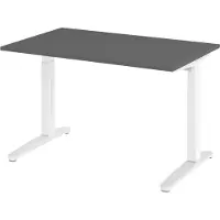 Bümö Schreibtisch Serie-XB - Größe: 120 x 80 cm, Nachbildung: Graphit, Gestell: Weiß/Alu poliert