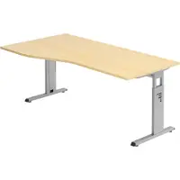 Bümö Schreibtisch Serie-O - Nachbildung Ahorn, Gestell: Silber, Größe: 180 x 100 cm