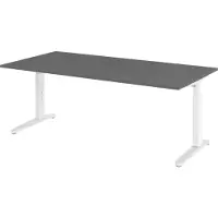 Bümö Schreibtisch Serie-XB - Nachbildung: Graphit, Größe: 200 x 100 cm, Gestell: Weiß/Alu poliert