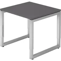 Bümö Schreibtisch Serie-R - Gestell: Silber, Größe: 80 x 80 cm, Nachbildung: Graphit