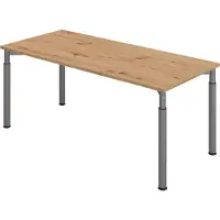 Bümö Schreibtisch Serie-Y - Nachbildung: Asteiche, Gestell: Graphit, Größe: 180 x 80 cm