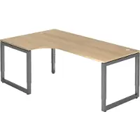 Bümö Schreibtisch Serie-R - Gestell: Graphit, Größe: Eckschreibtisch 200 x 120 cm, Nachbildung: Eiche
