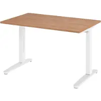 Bümö Schreibtisch Serie-XB - Größe: 120 x 80 cm, Nachbildung: Nussbaum, Gestell: Weiß/Alu poliert