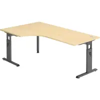 Bümö Schreibtisch Serie-O - Nachbildung Ahorn, Gestell: Graphit, Größe: Eckschreibtisch 200 x 120 cm