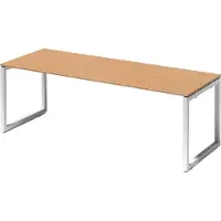 Bisley Cito Schreibtisch O-Gestell fixiert - Nachbildung: Buche, Gestell: Verkehrsweiß, Größe: 220 x 80 cm