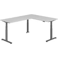 Bümö Eckschreibtisch elektrisch höhenverstellbar L-Form - Gestell: Graphit, Nachbildung: Grau, Größe: Eckschreibtisch 180 x 240 cm